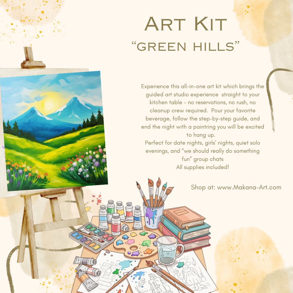 "Green Hills" Paint & Sip Art Kit from Makana Art Studio