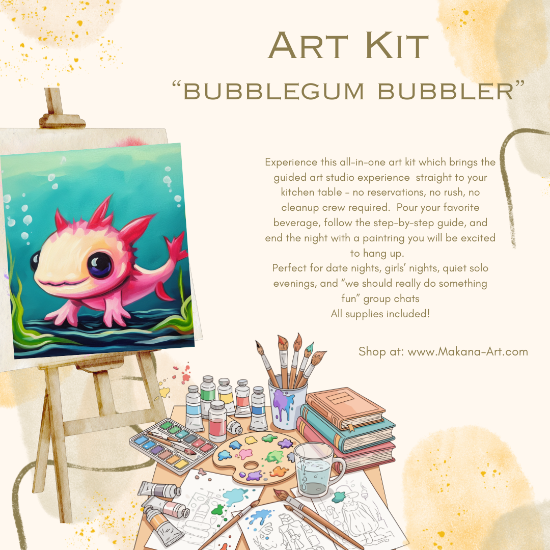 "Bubblegum Bubbler" Paint & Sip Art Kit from Makana Art Studio
