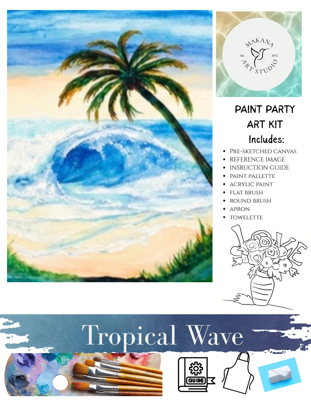 "Tropical Wave" Paint & Sip Art Kit from Makana Art Studio