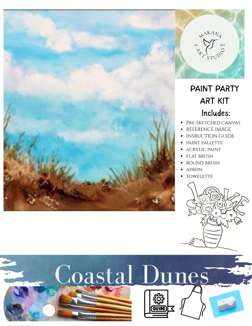 "Coastal Dunes a." Paint & Sip Art Kit from Makana Art Studio