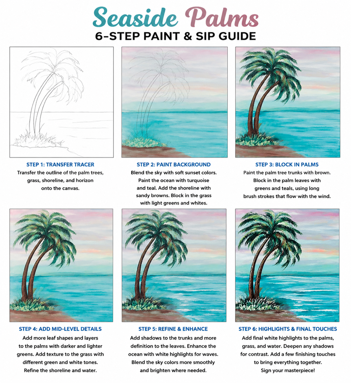 "Seaside Palm b." Paint & Sip Art Kit from Makana Art Studio