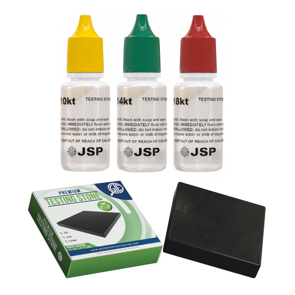 Gold Testing Acid 10K 14K 18K Test Kit + Scratch Tester Stone + Rare Earth Magnet Jewelry Test Detect Precious Metals