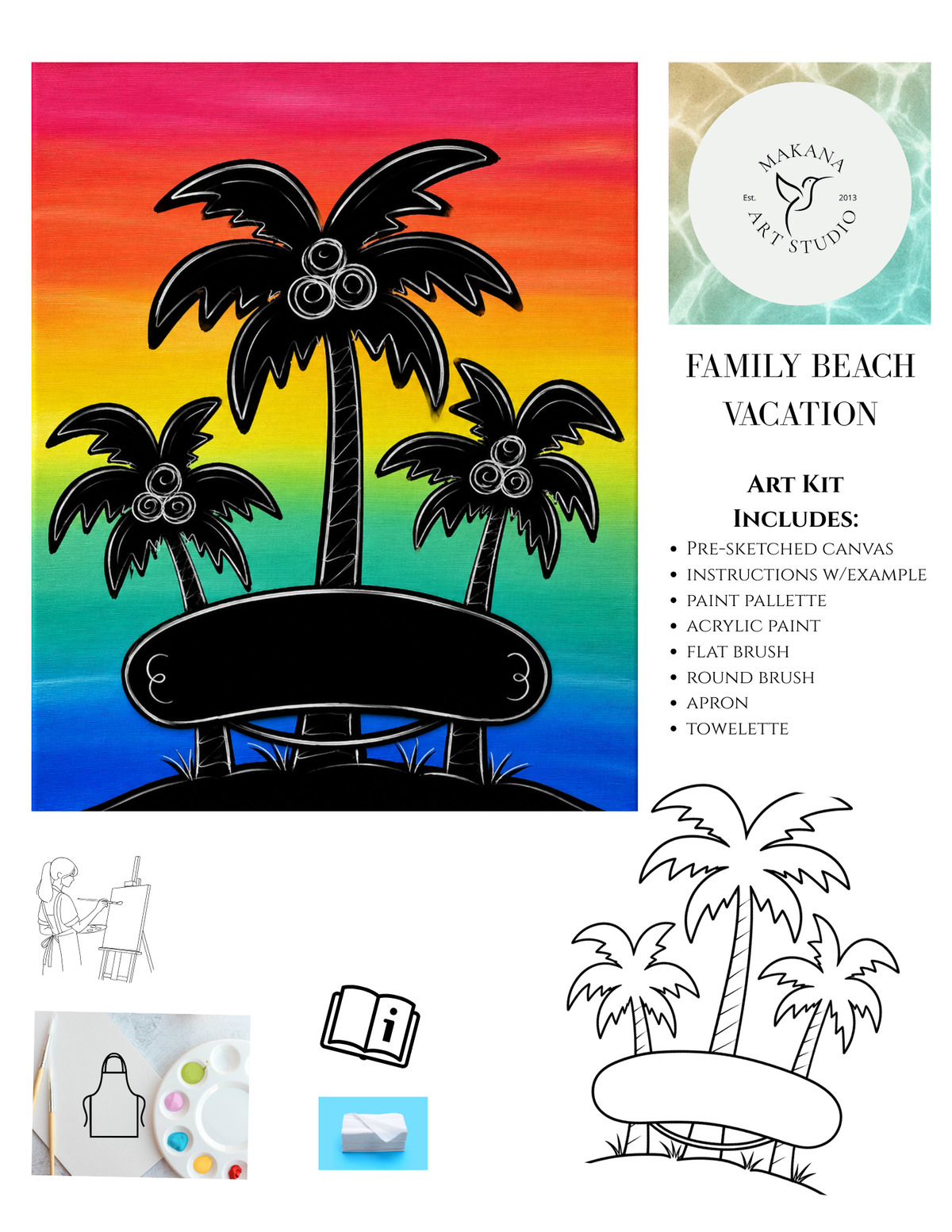 Paint & Sip Art Kit Class – Weekly In-Studio Sessions with Makana Art