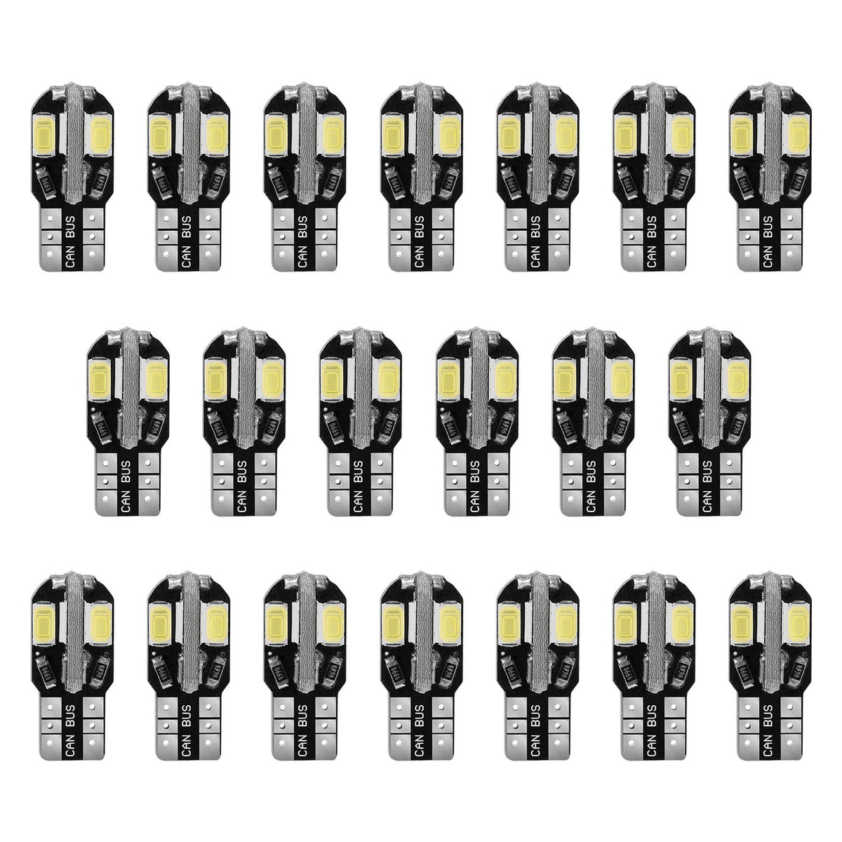 20Pcs T10 SMD5730 LED Light Bulbs 6000K Wedge Light Lamps Dome Map License Plate Car Interior Festoon Lights Kits
