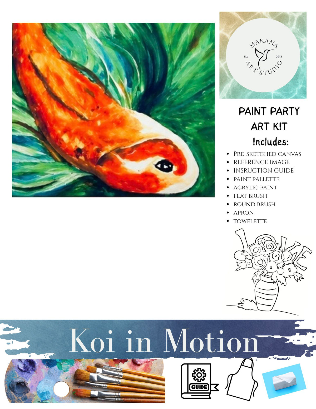 "Koi in Motion" Paint & Sip Art Kit from Makana Art Studio