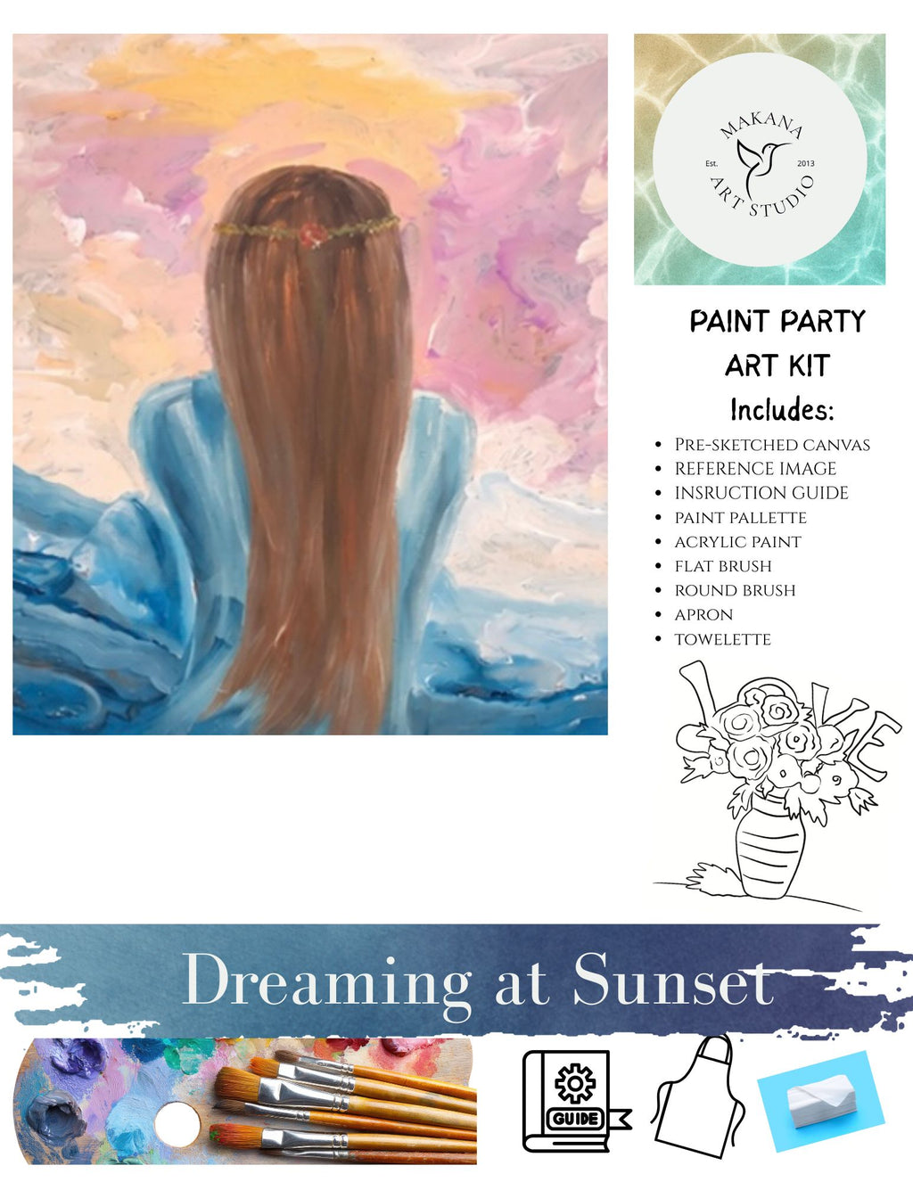 "Dreaming at Sunset" Paint & Sip Art Kit from Makana Art Studio