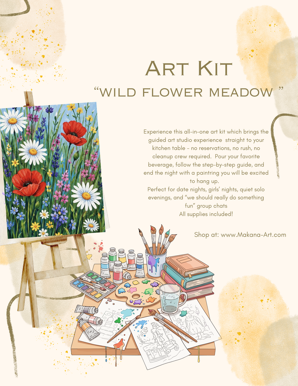 "Wildflower Meadow" Paint & Sip Art Kit from Makana Art Studio
