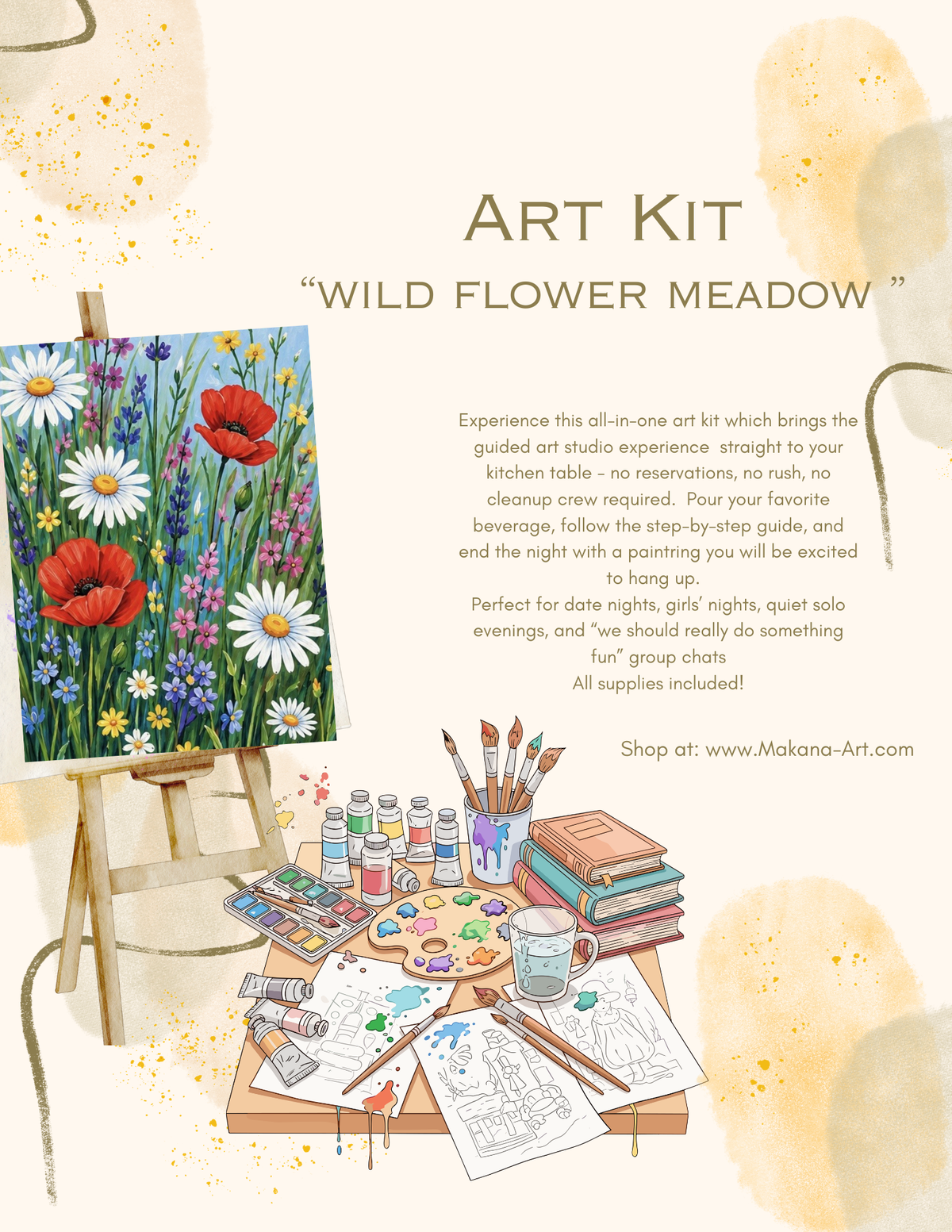 "Wildflower Meadow" Paint & Sip Art Kit from Makana Art Studio