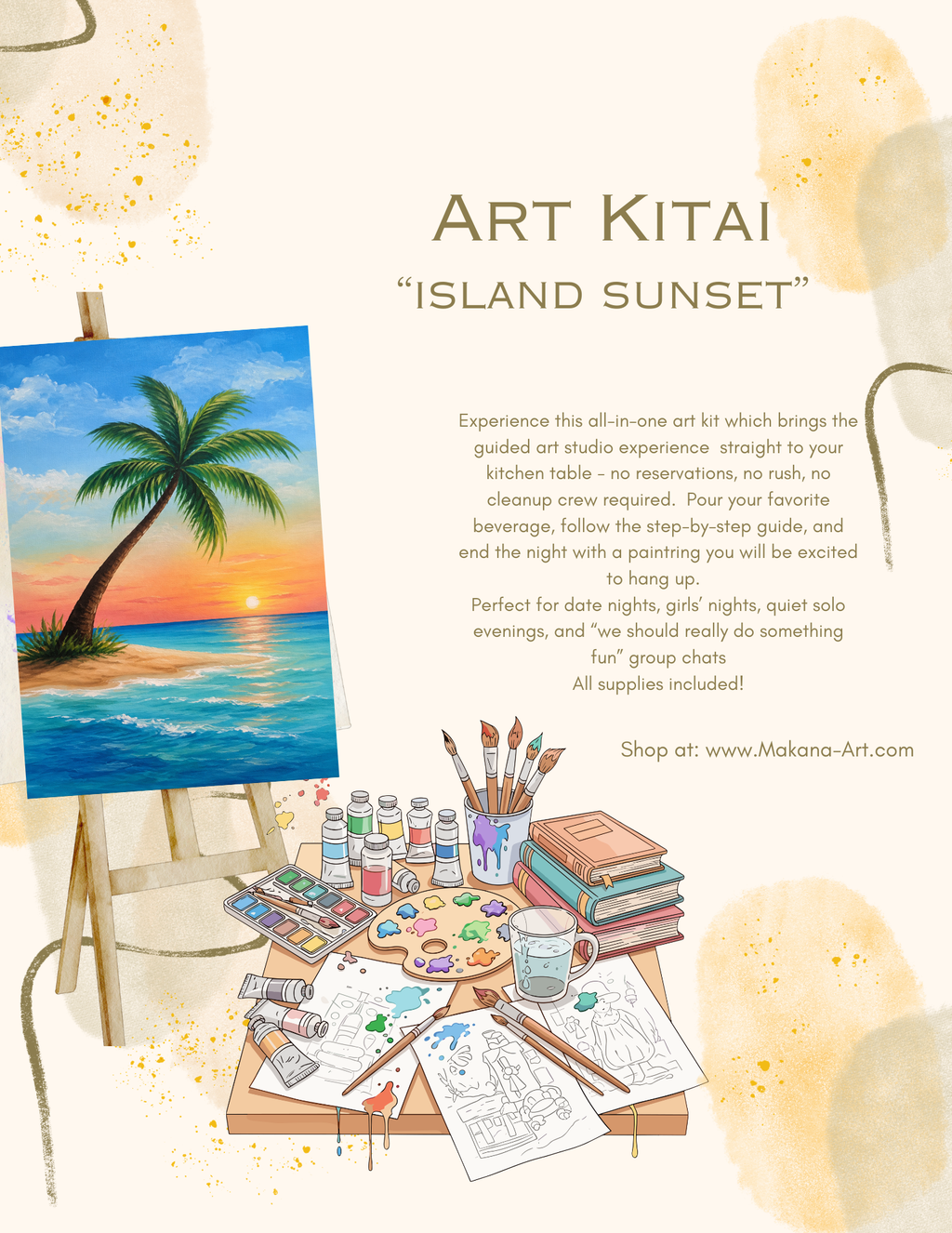 "Island Sunset" Paint & Sip Art Kit from Makana Art Studio