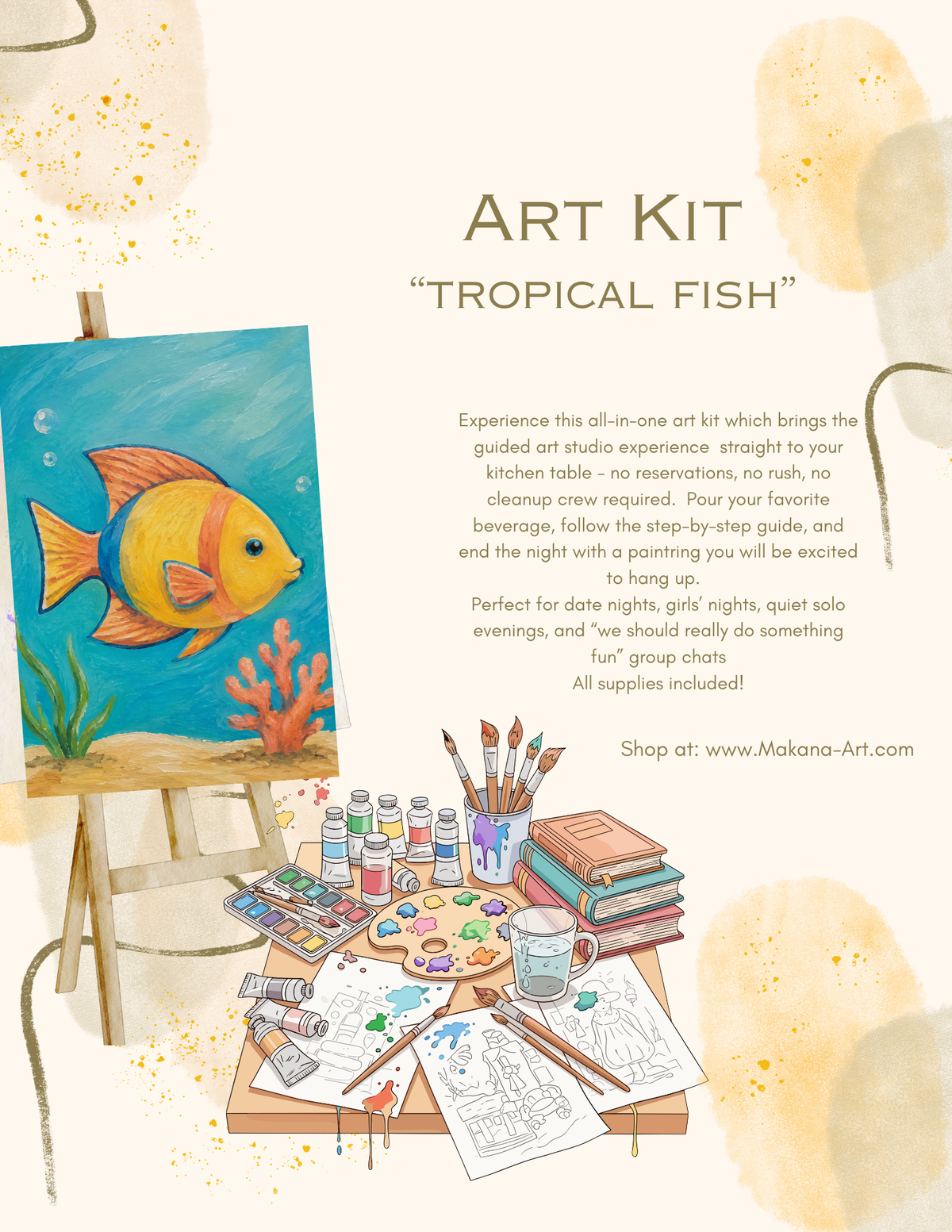 "Tropical Fish" Paint & Sip Art Kit from Makana Art Studio