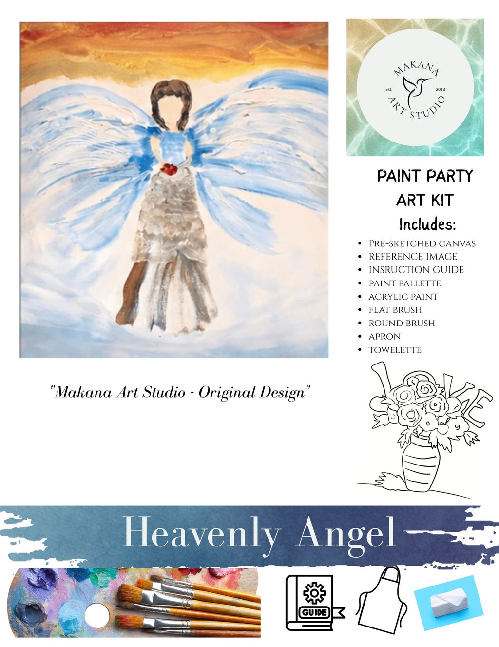 "Heavenly Angel" Paint & Sip Art Kit from Makana Art Studio