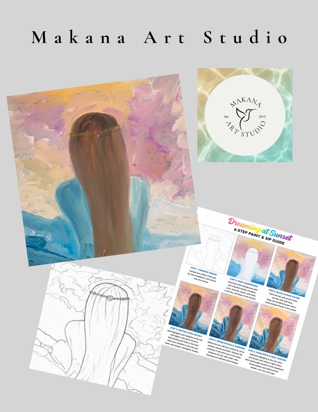 "Dreaming at Sunset" Paint & Sip Art Kit from Makana Art Studio
