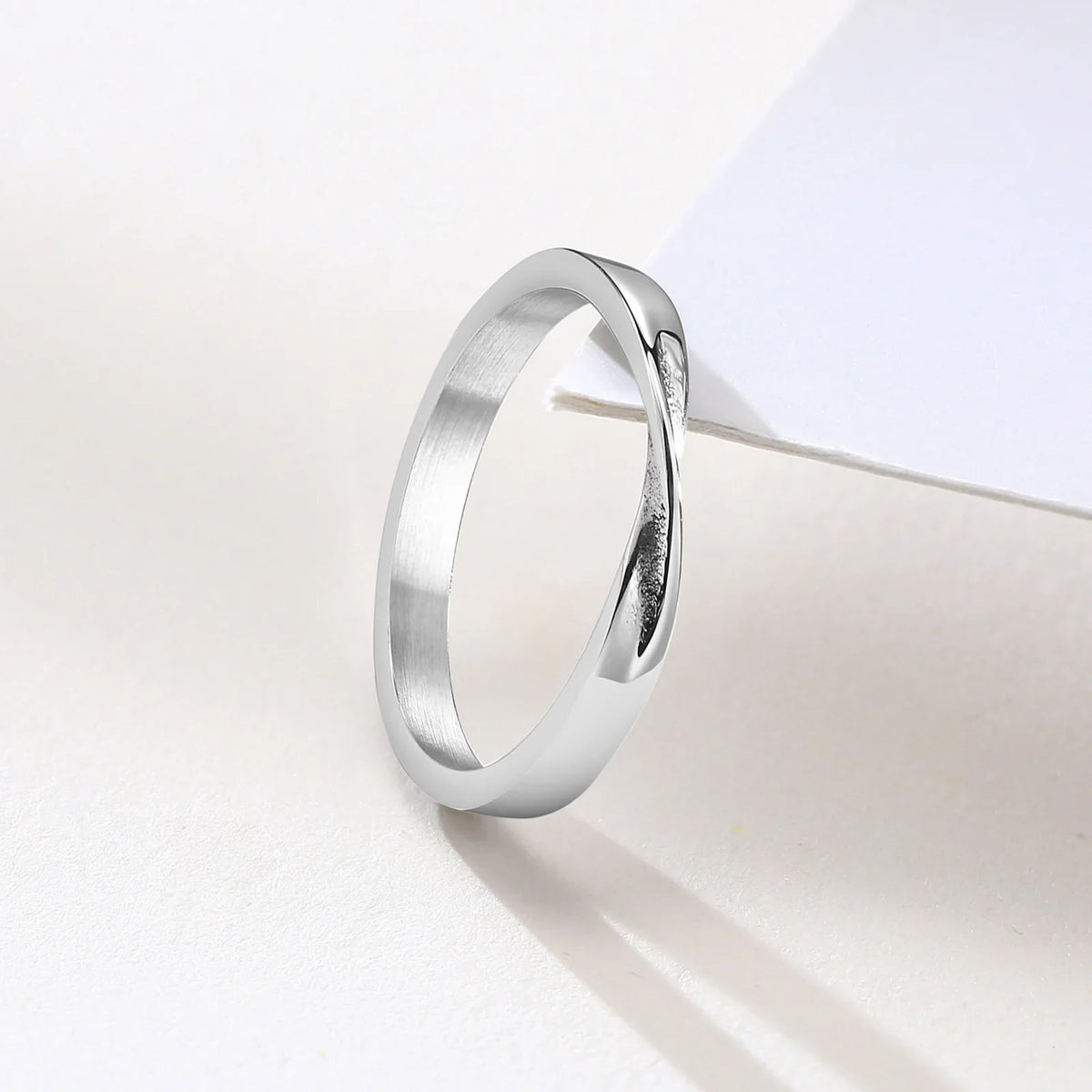 Mobius Wedding Ring for Women, Stainless Steel Dainty Endless Twist Knot, Infinity Promise Engagement Ring
