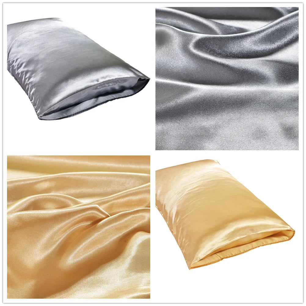1Pc Queen Satin Silk Pillowcase | Silky Smooth Cooling Bed Pillow Cover for Hair and Skin