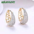 Aravant 925 Silver 18K Gold Zircon Crystal Hoop Earrings For Women Wedding Fashion Jewelry