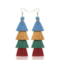Bohemian 4 Layered Tassel Earrings For Women Ethnic Long Fringe Multi color Statement Dangle Earring GirlsFashion Jewelry