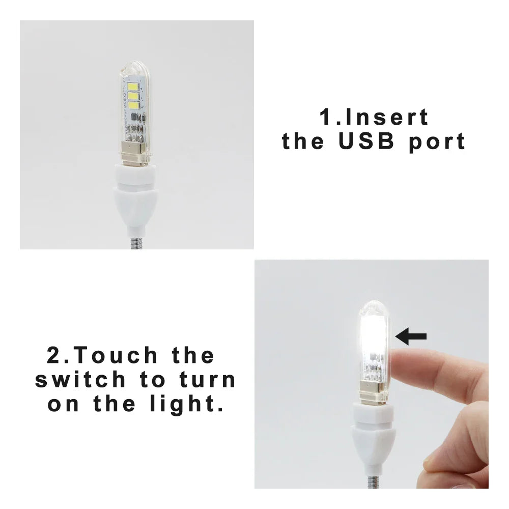 Portable USB LED Book Light | Touch Switch Reading Lamp