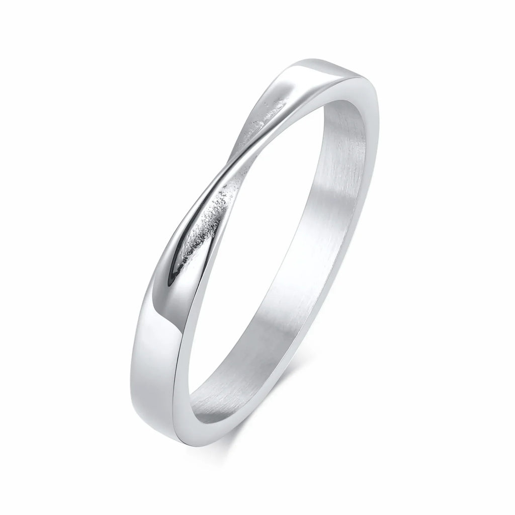 Mobius Wedding Ring for Women, Stainless Steel Dainty Endless Twist Knot, Infinity Promise Engagement Ring