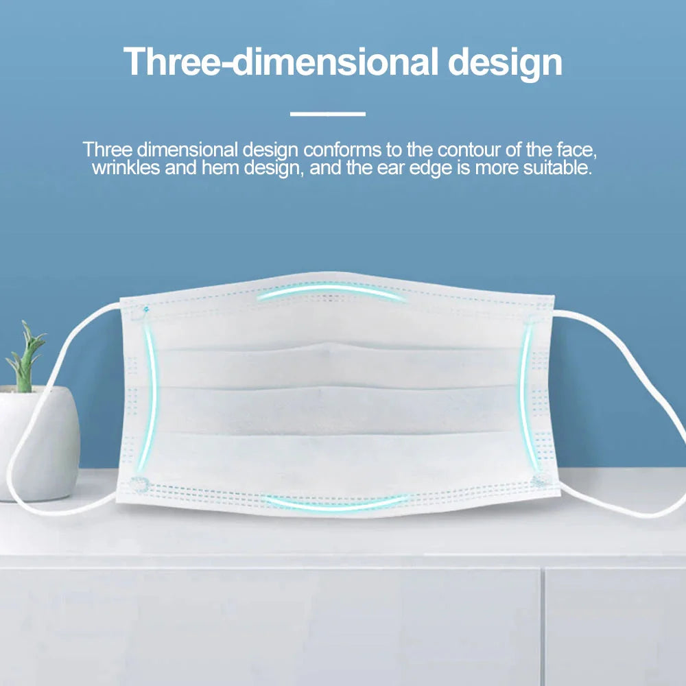 3-Layer Disposable Mouth Mask – Anti-Dust Face Mask with Ear Loops