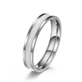 4mm Stainless Steel Black/White Enamel Wedding Band Ring for Women Girl Size 3-10