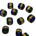 Lampwork Glass Bead with Gold Foil - 10mm Green Blue Clear Handmade Art Glass