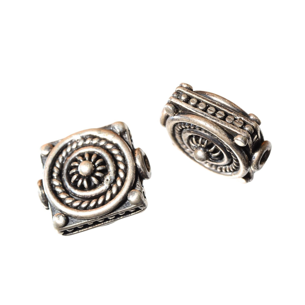 Sterling Silver Ornate Square Bead - 12.5mm