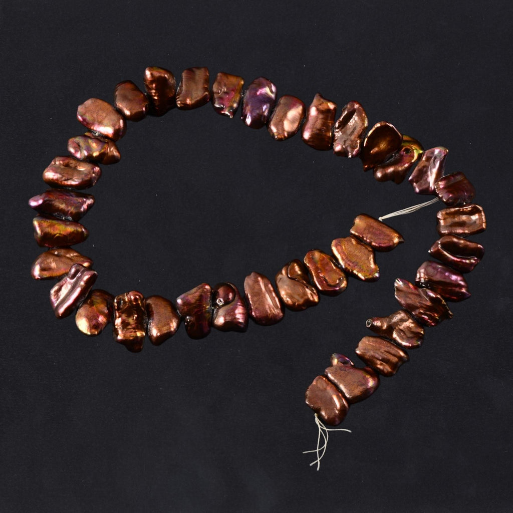 Bronze Freshwater Pearl Nugget Beads - Large 17mm - Full Strand