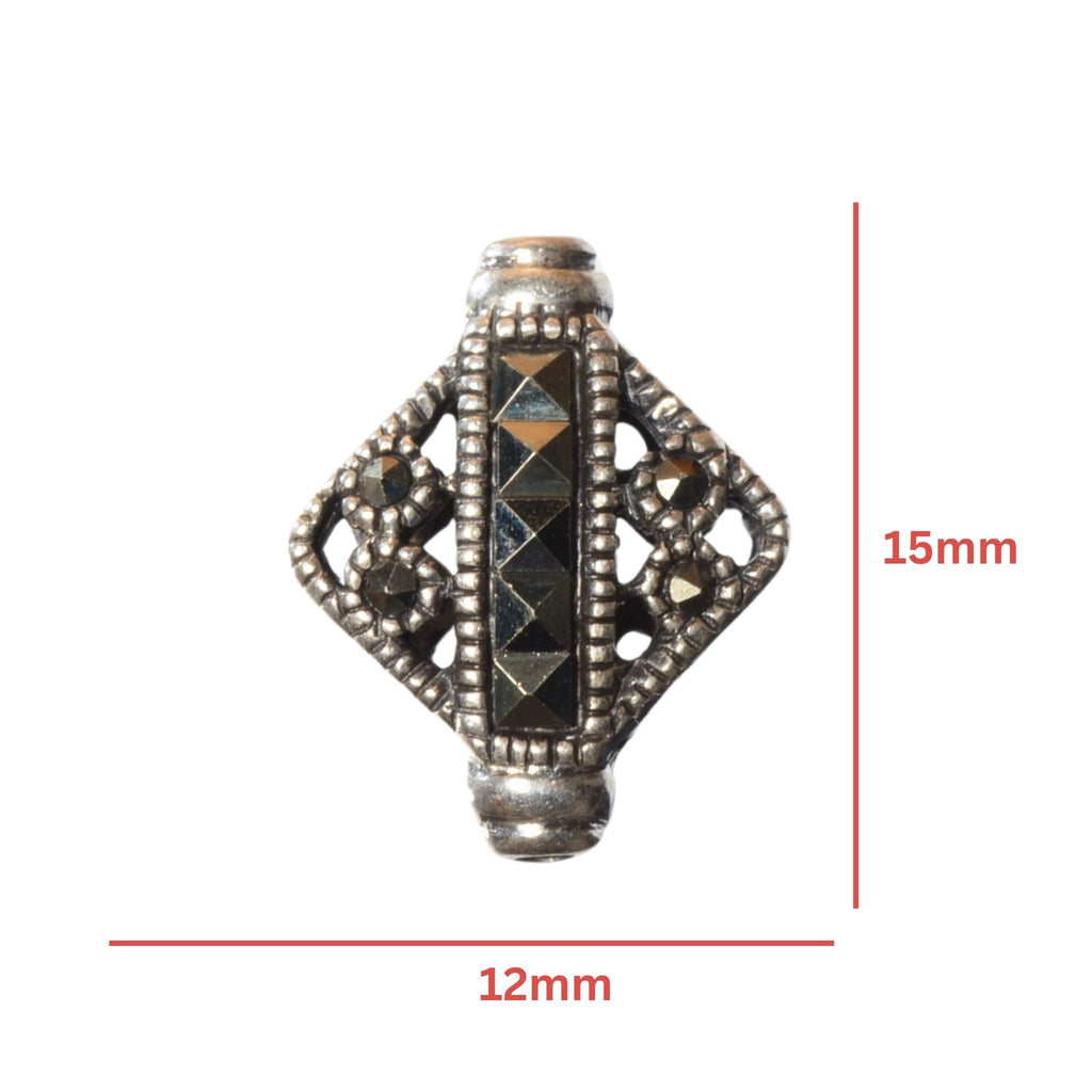 Sterling Silver Marcasite Diamond Bead - Point to Point
