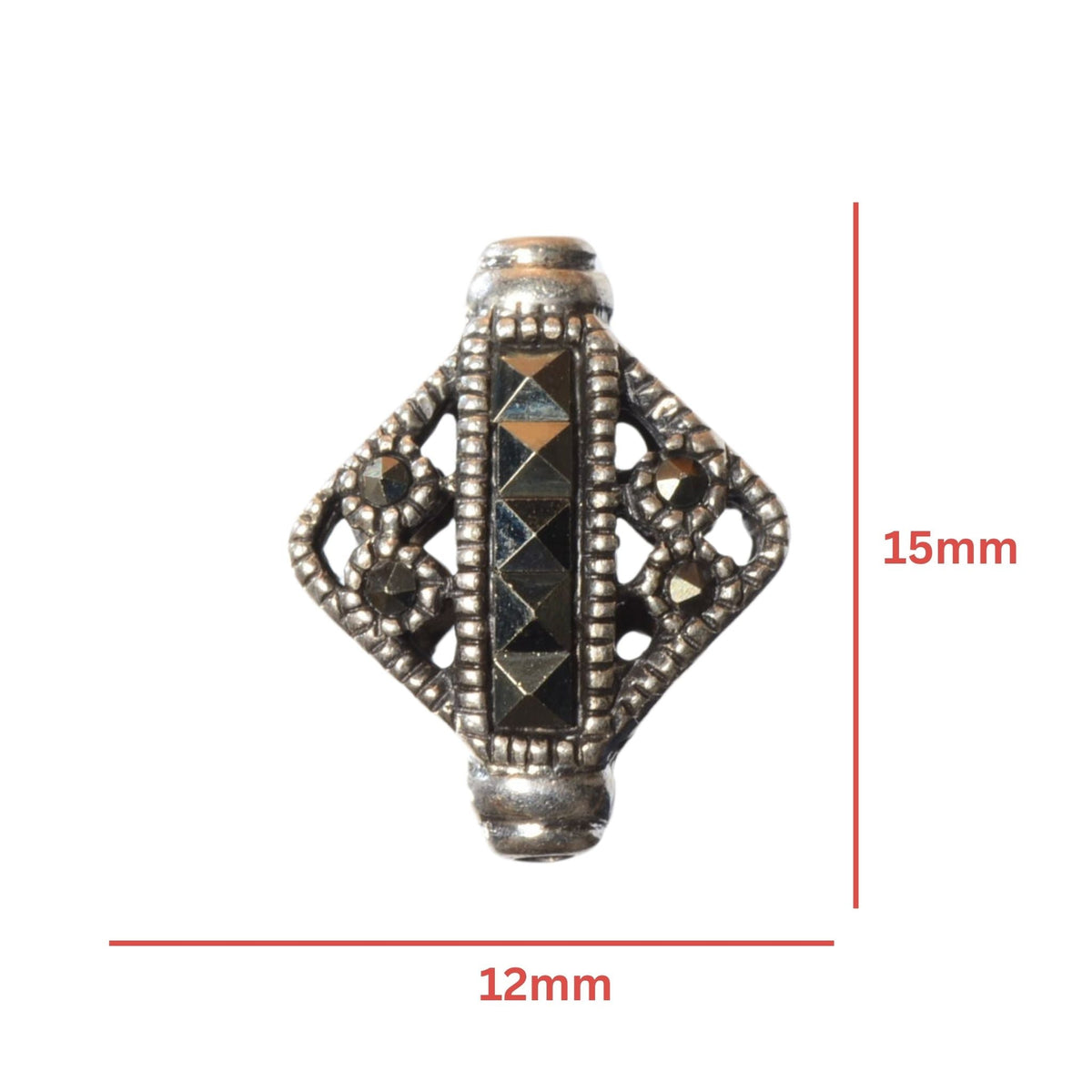 Sterling Silver Marcasite Diamond Bead - Point to Point