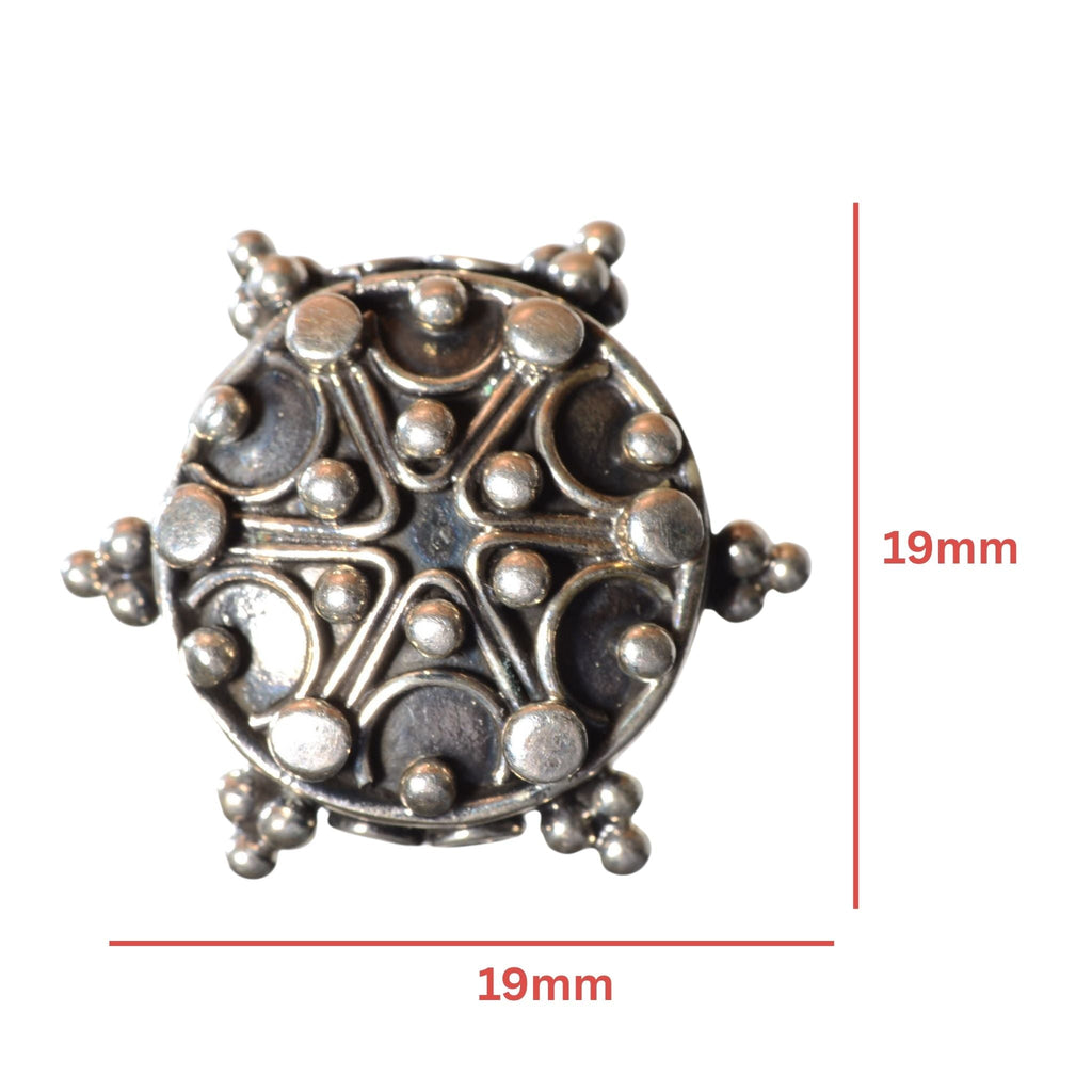 Sterling Silver Two-Hole Bead - Ornate Round Component (.925)