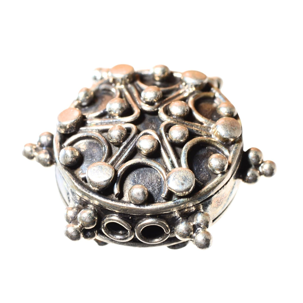 Sterling Silver Two-Hole Bead - Ornate Round Component (.925)
