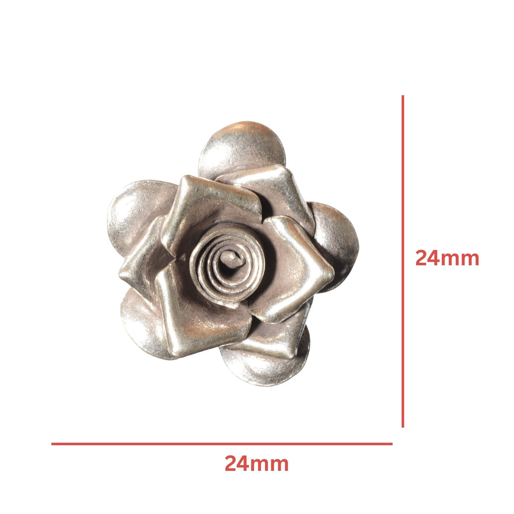 Sterling Silver Sculpted Flower Charm - 24mm