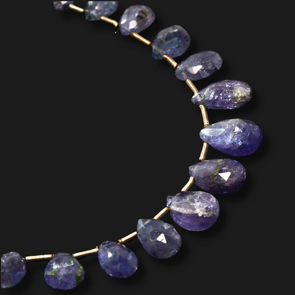 Natural Tanzanite Faceted Drop Beads - One-of-a-Kind Designer Strand