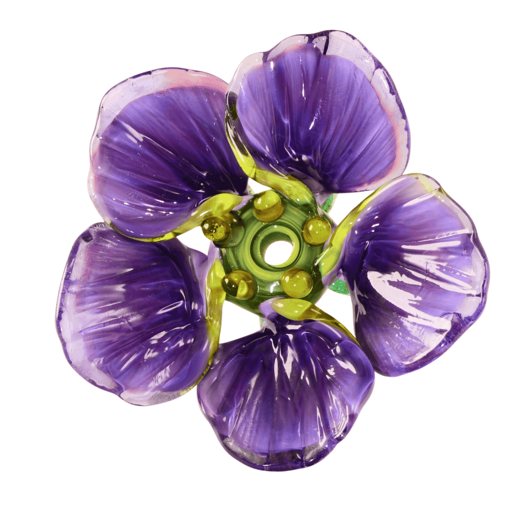 Handmade Lampwork Glass Flower Focal Bead - 46mm Purple Floral