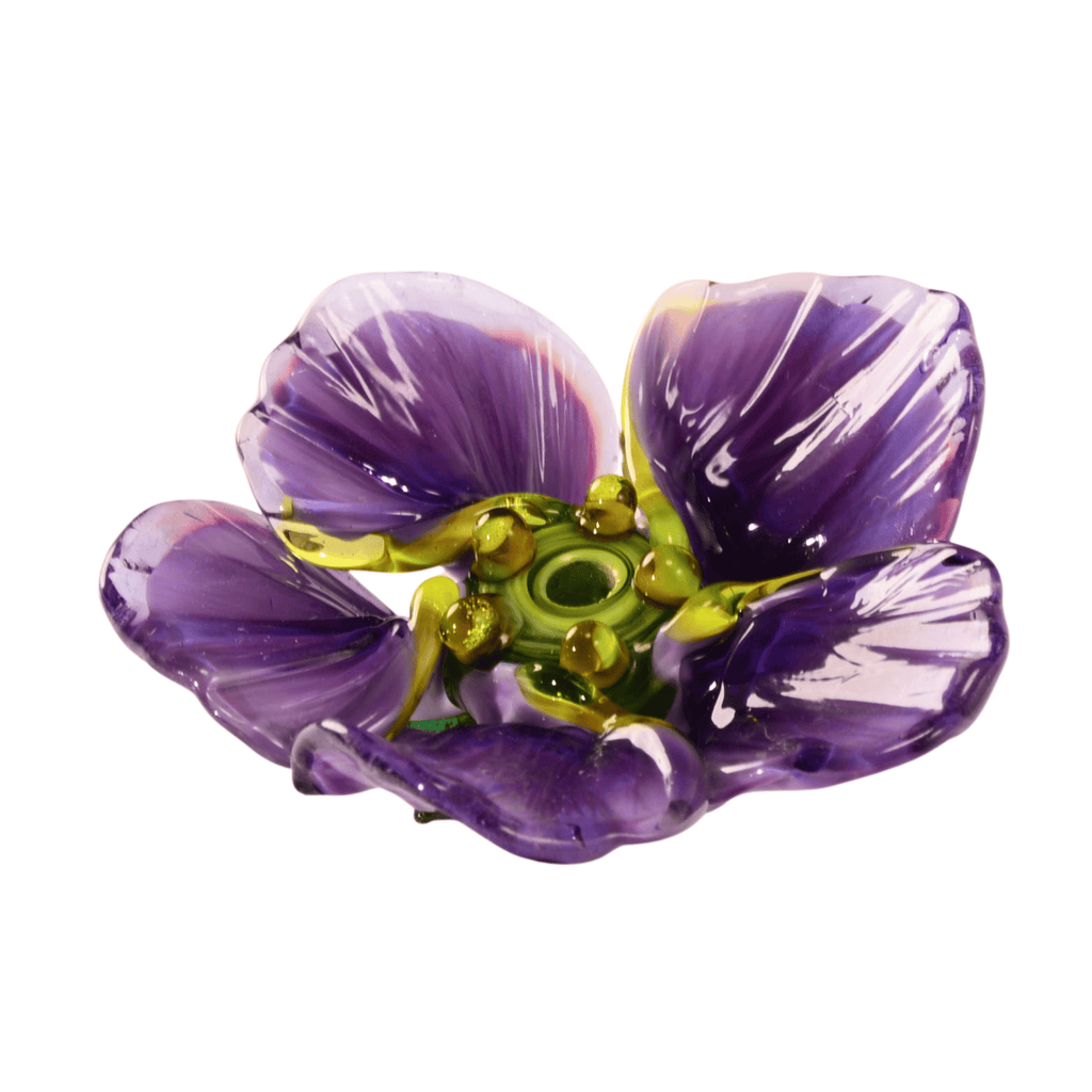 Handmade Lampwork Glass Flower Focal Bead - 46mm Purple Floral