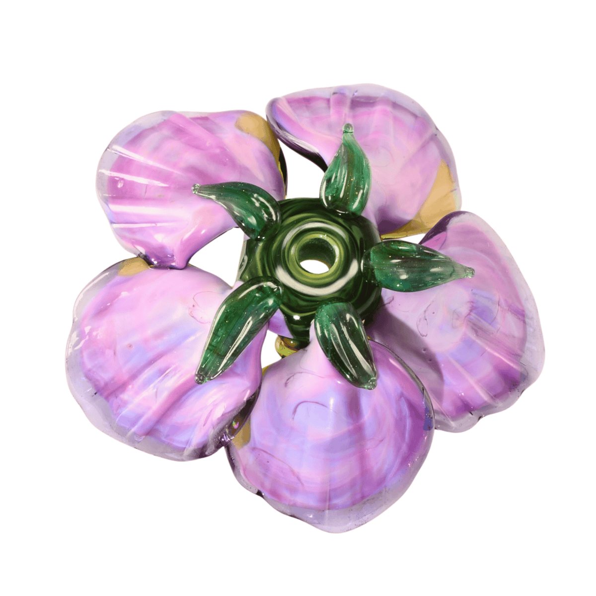 Handmade Lampwork Glass Flower Focal Bead - 46mm Purple Floral