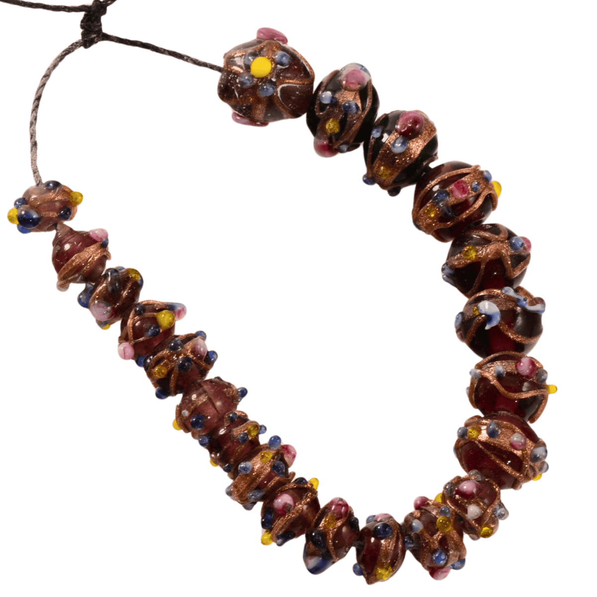 Handmade Lampwork Glass Bead Strand - Mixed Rondelle & Egg Beads