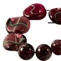 Handmade Lampwork Glass Bead Strand - Deep Wine & Cranberry Mix
