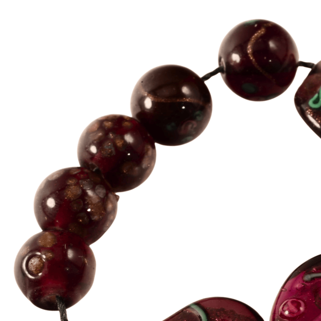 Handmade Lampwork Glass Bead Strand - Deep Wine & Cranberry Mix