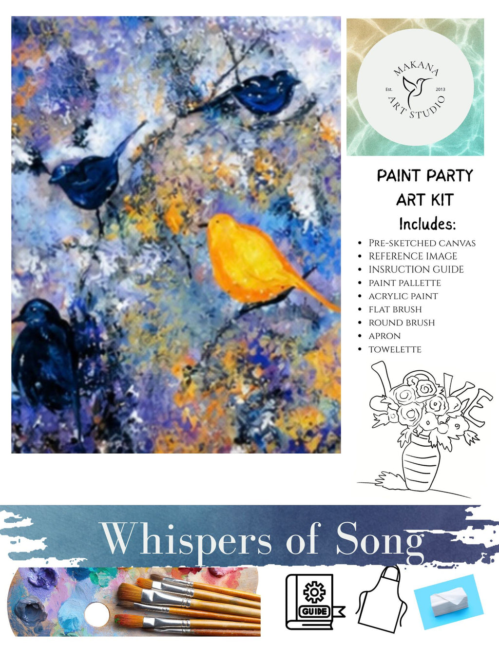 "Whispers of Song" Paint & Sip Art Kit from Makana Art Studio