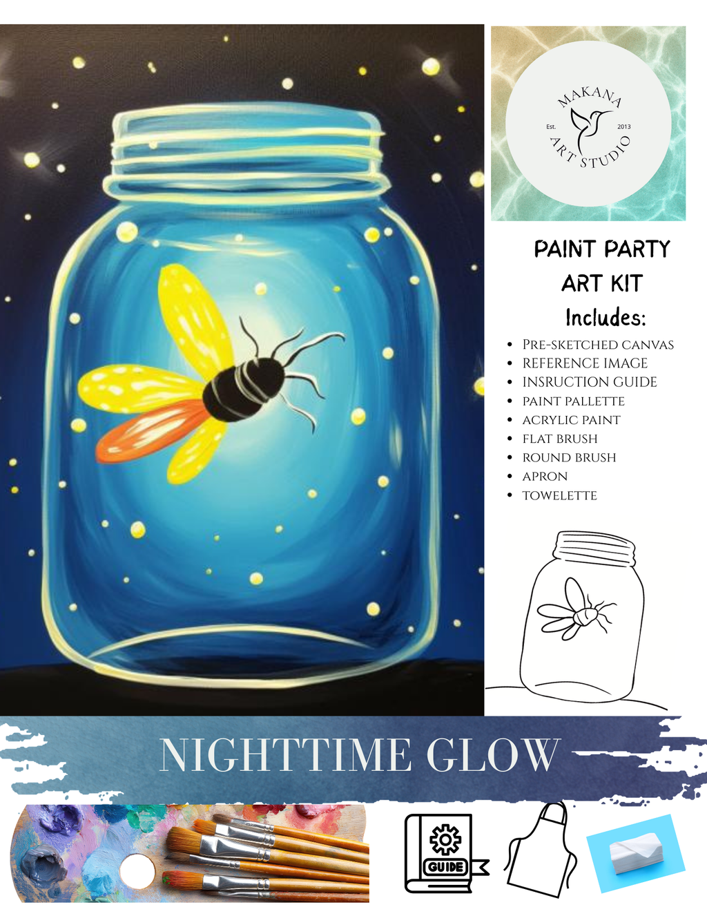 "Nighttime Glow" Paint & Sip Art Kit from Makana Art Studio