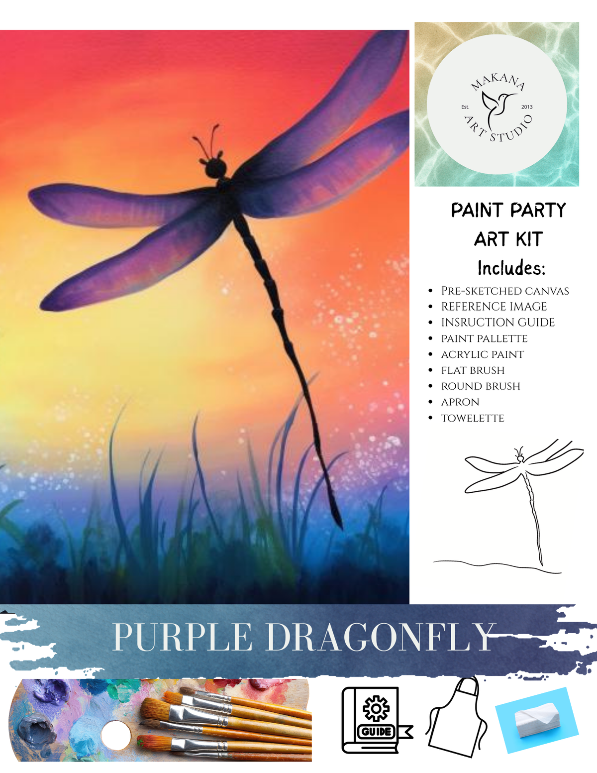 Paint & Sip Art Kit Class – Weekly In-Studio Sessions with Makana Art