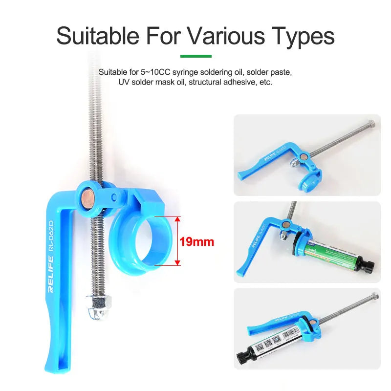RELIFE 5CC-10CC Rosin Flux Barrel Extruder | Manual Labor-Saving Glue Gun for Syringe
