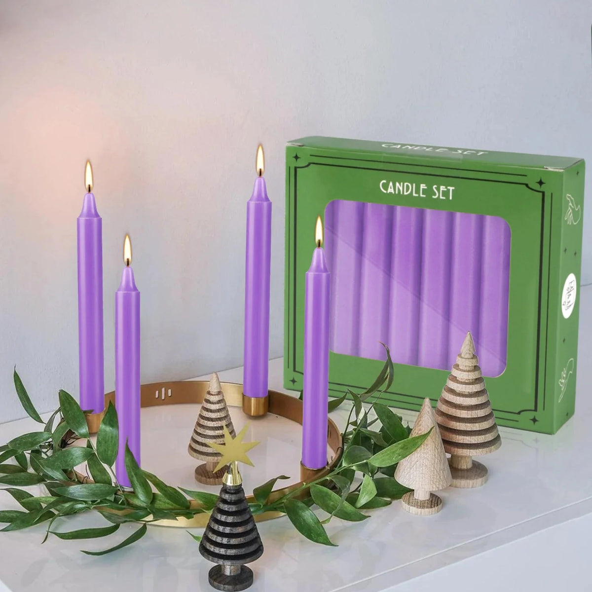 20-Piece Purple 4-Inch Drip-Free Soy Wax Dinner Candles – Smokeless, Fragrance-Free, Hand-Pulled for Weddings, Parties, and Home Décor