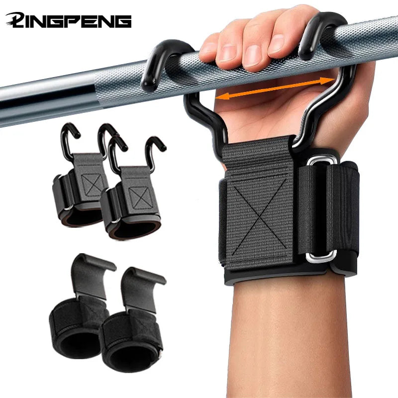 Weight Lifting Hook Grips with Wrist Wraps | Gym Fitness Hand Bar Straps
