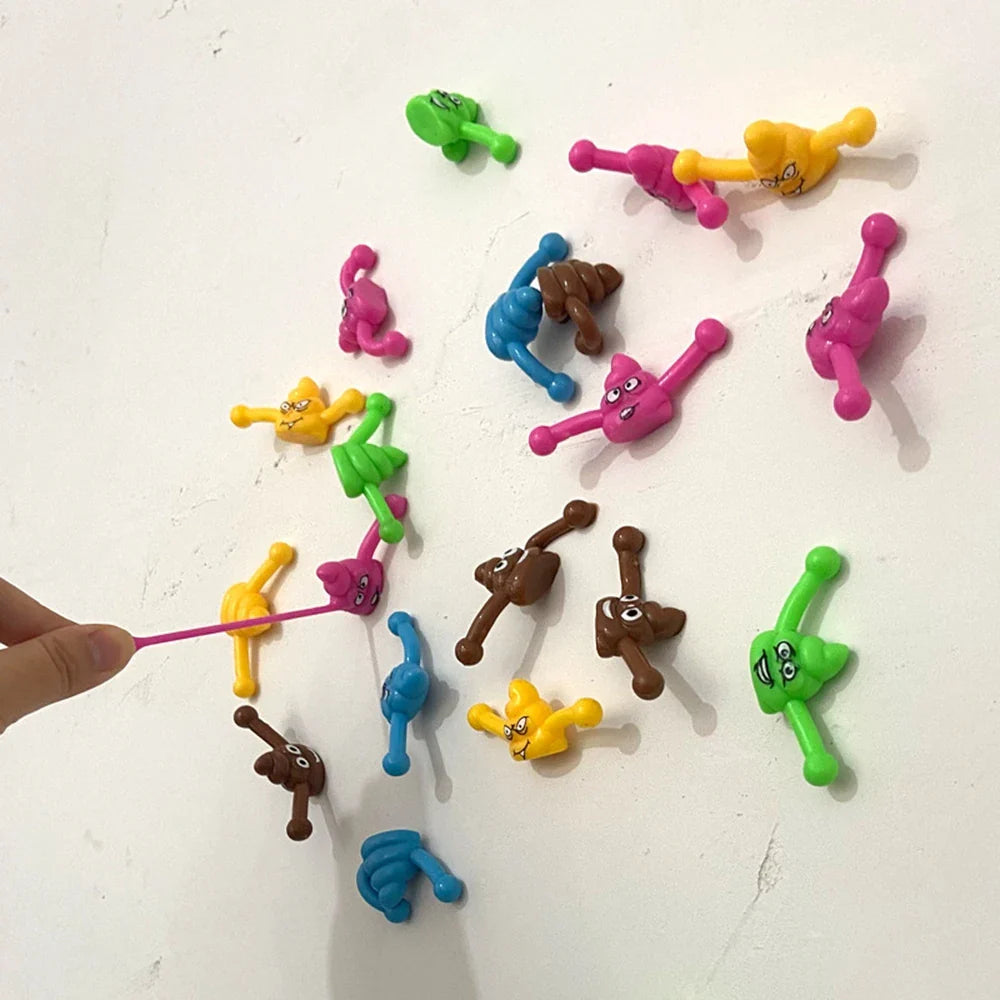 5Pcs Funny Poop Sticky Squishy Rubber Flying Finger Novelty Stress Relief Toys | Ejection Stretchy Stress Relief Party Favors