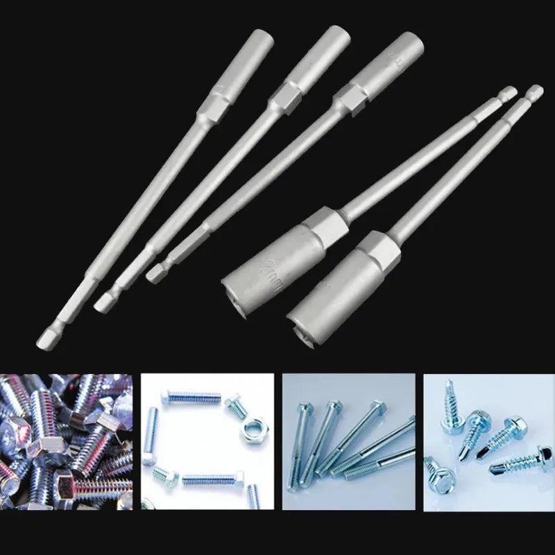 Electric Drill Socket Adapter Set 150mm | 8-14mm Hex Shank Nut Driver Bit for Impact Drills