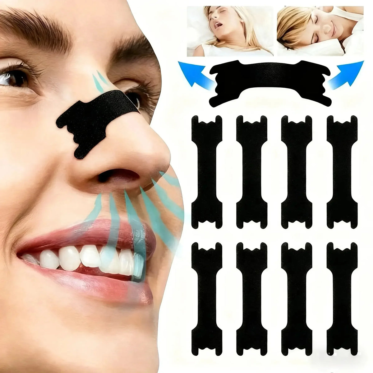 20pcs Sports Nose Strips | Breathable Adhesive Nasal Patches for Snoring Relief