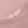 925 Sterling Silver Three Flowers Small Piercing Stud Earrings For Women Elegant Luxury Fine Jewelry Engagement Accessories