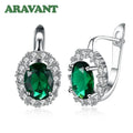 925 Silver Green/White Zircon Drop Earring For Women Wedding Jewelry
